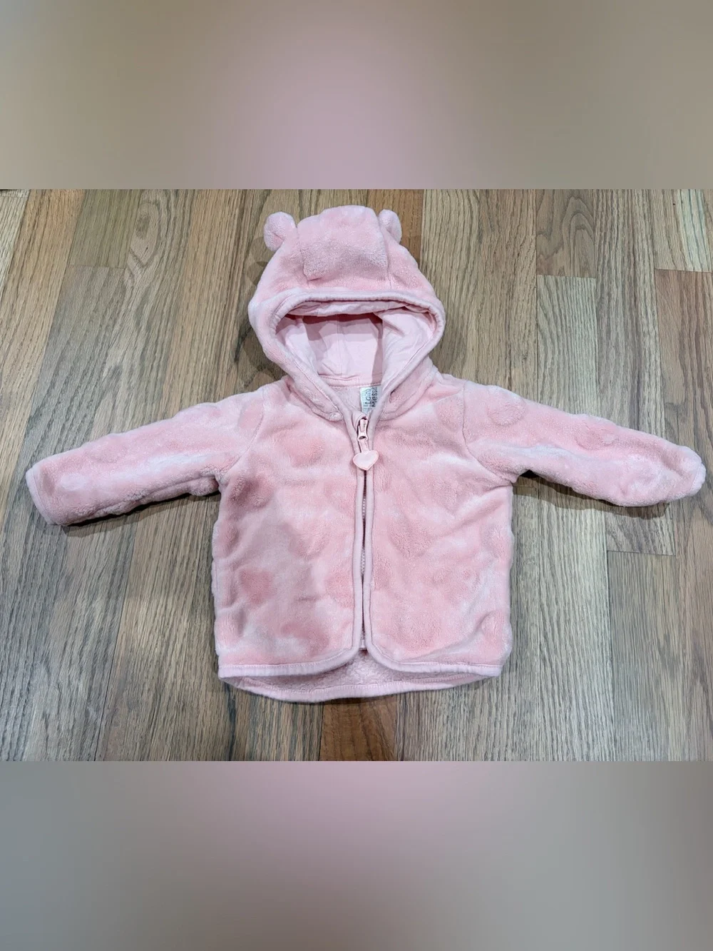 H&M baby girl pink hearts fleece jacket